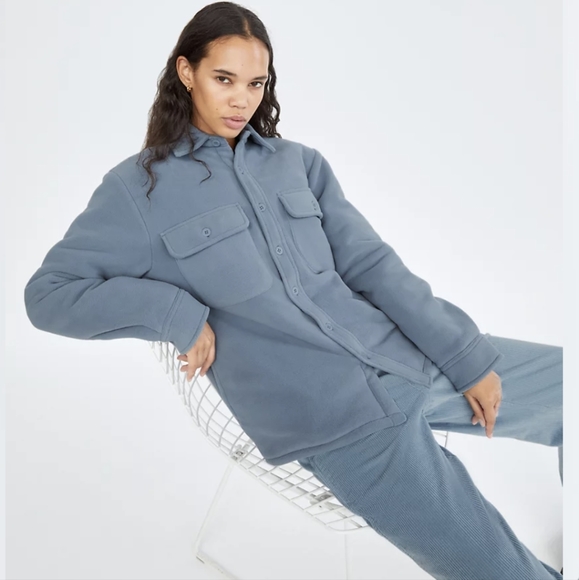 ARITZIA TNA Polar Shirt Jacket Granite Blue - Picture 3 of 4